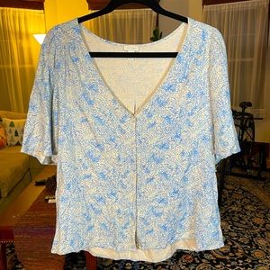 Hinge Nordstrom Blue Floral Blouse